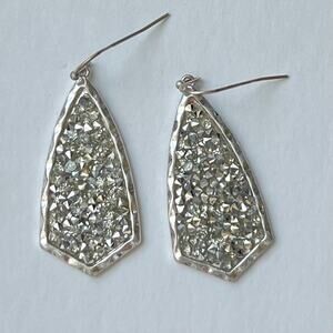 NEW Boutique Silver Rhinestone Glitter Stone Dangle Sparkle Fish Hook Earrings